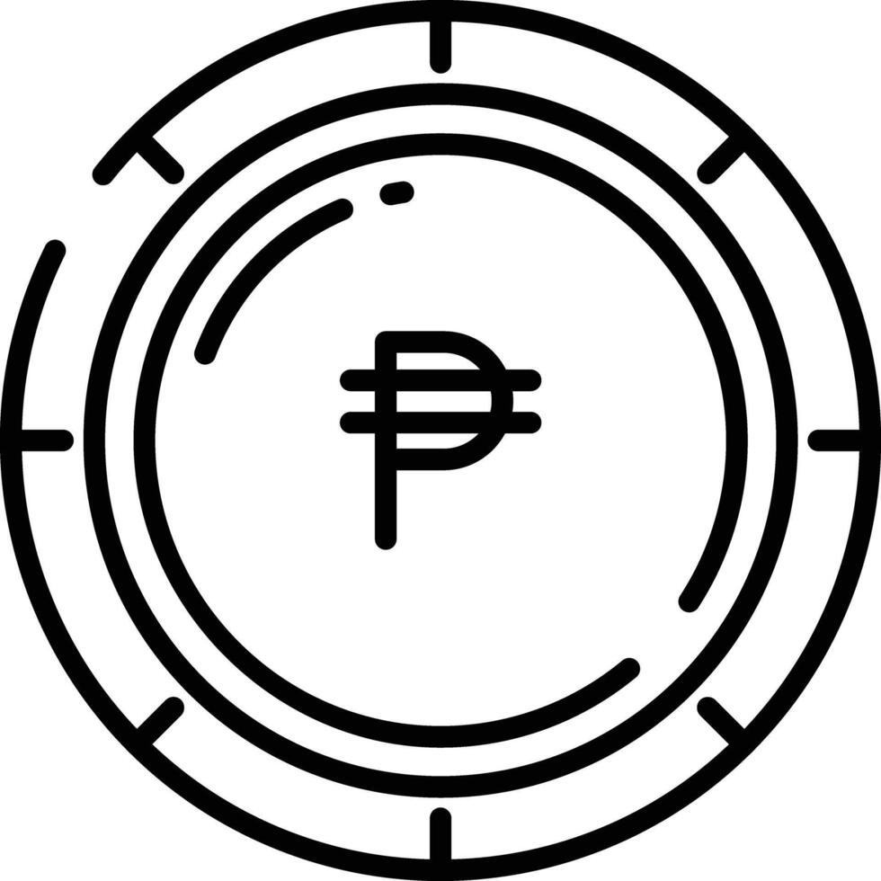 Philippine Peso coin outline illustration vector