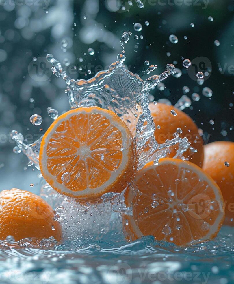 Photo of citrus with splash water