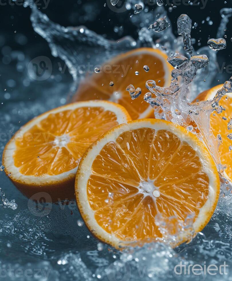 Photo of citrus with splash water