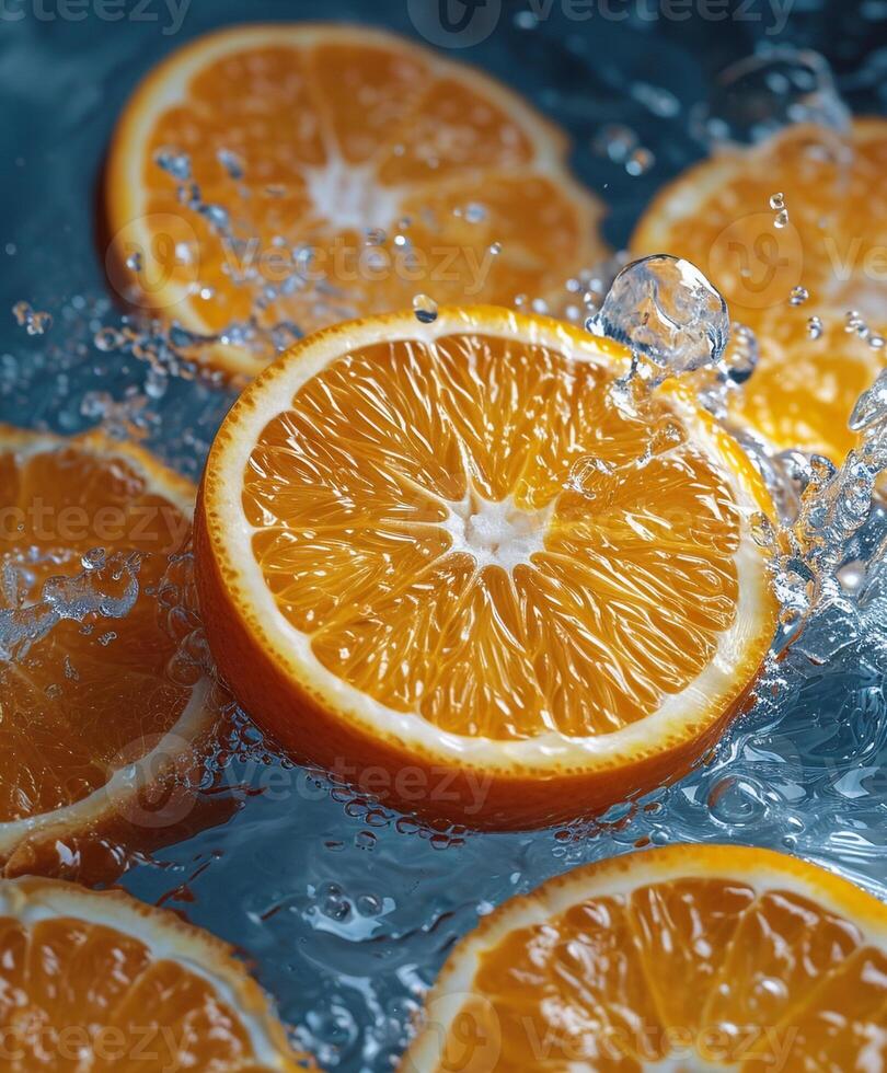 Photo of citrus with splash water