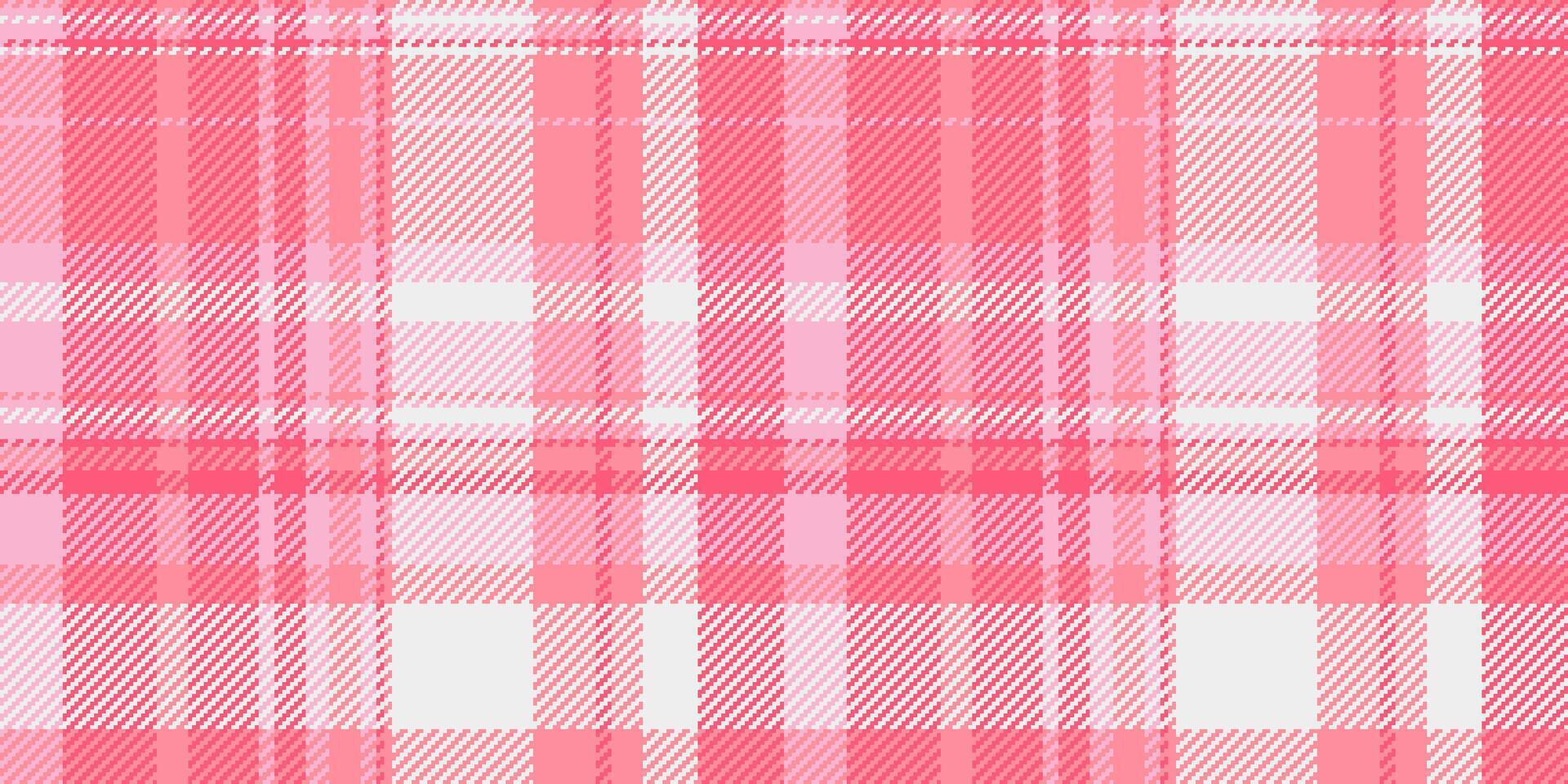 Fold textile fabric, summer plaid pattern tartan. Weave background seamless texture check in red and white colors. vector