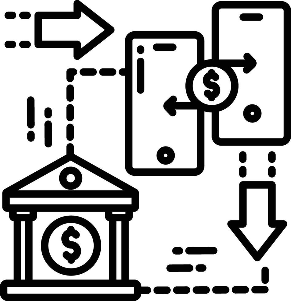 money transfer outline illustration vector