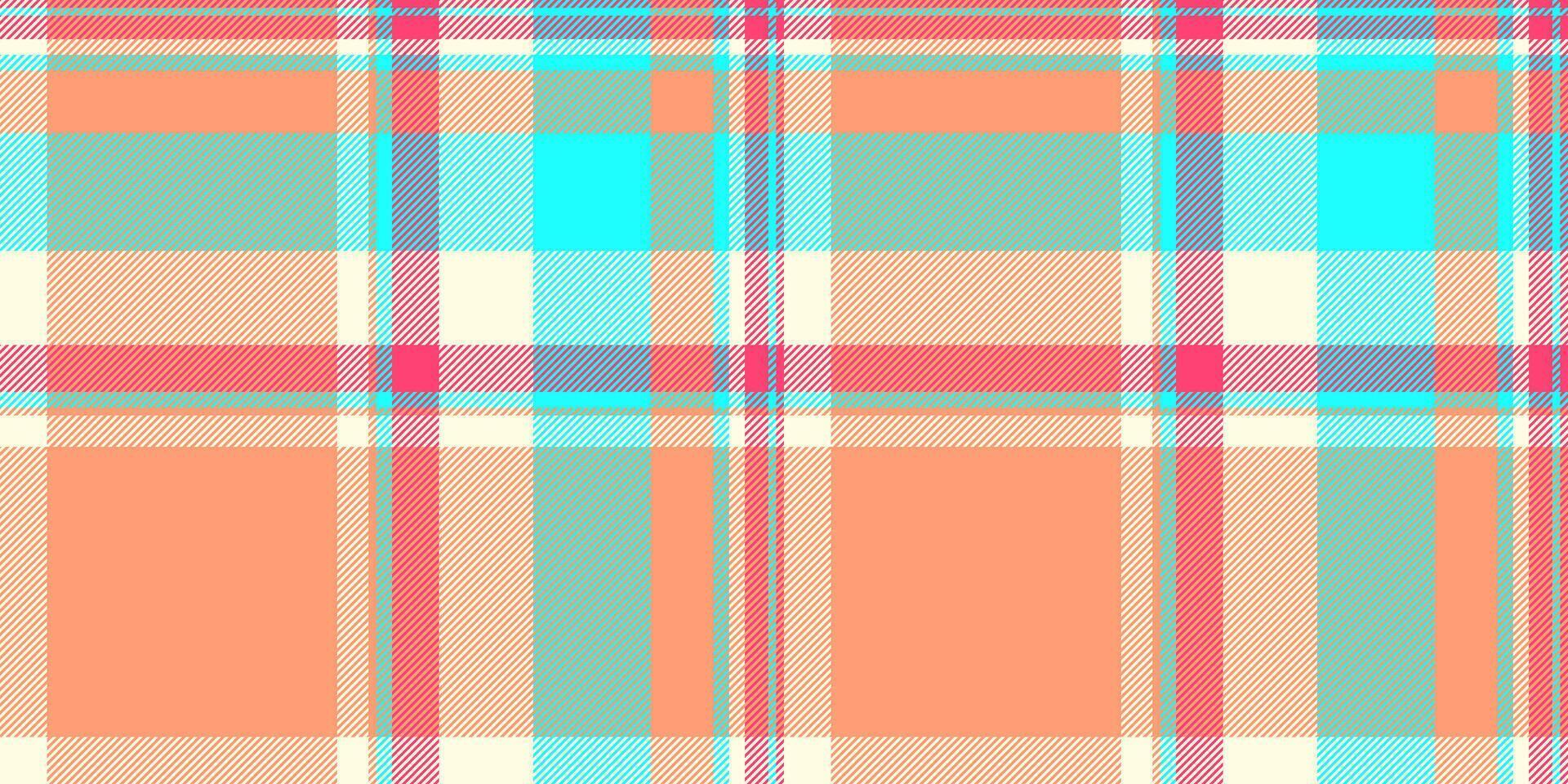 Comfort tartan check background, kitchen pattern fabric texture. Print seamless textile plaid in light salmon and light yellow colors. vector