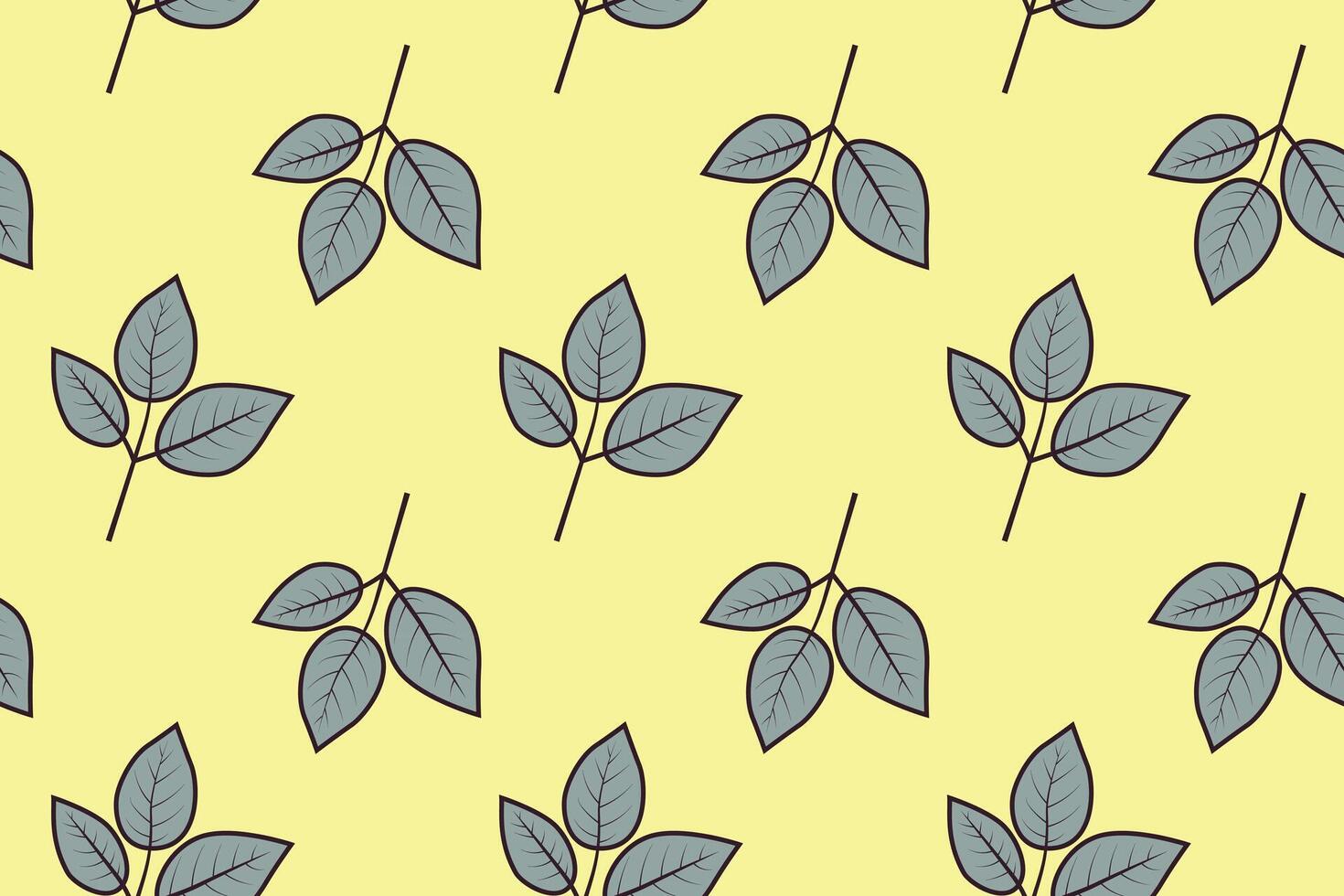 Hand drawn floral pattern design. Simple ornament with plant and leaf. vector