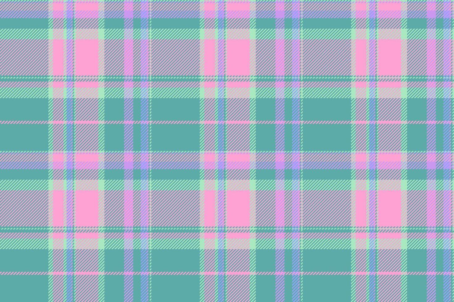 Tile tartan plaid seamless, rough check pattern background. Thread fabric texture textile in teal and pink colors. vector