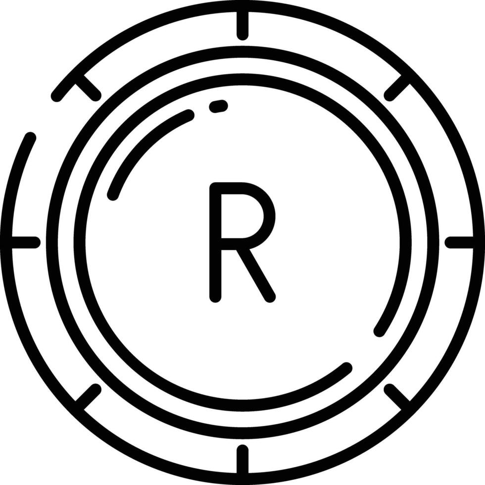 Rand coin outline illustration vector