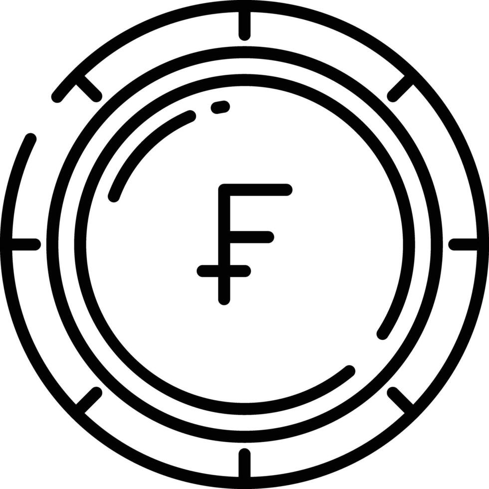 Swiss Franc coin outline illustration vector