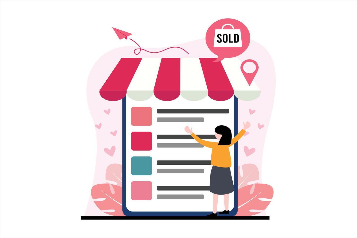 Online Shopping Flat Illustration Design vector