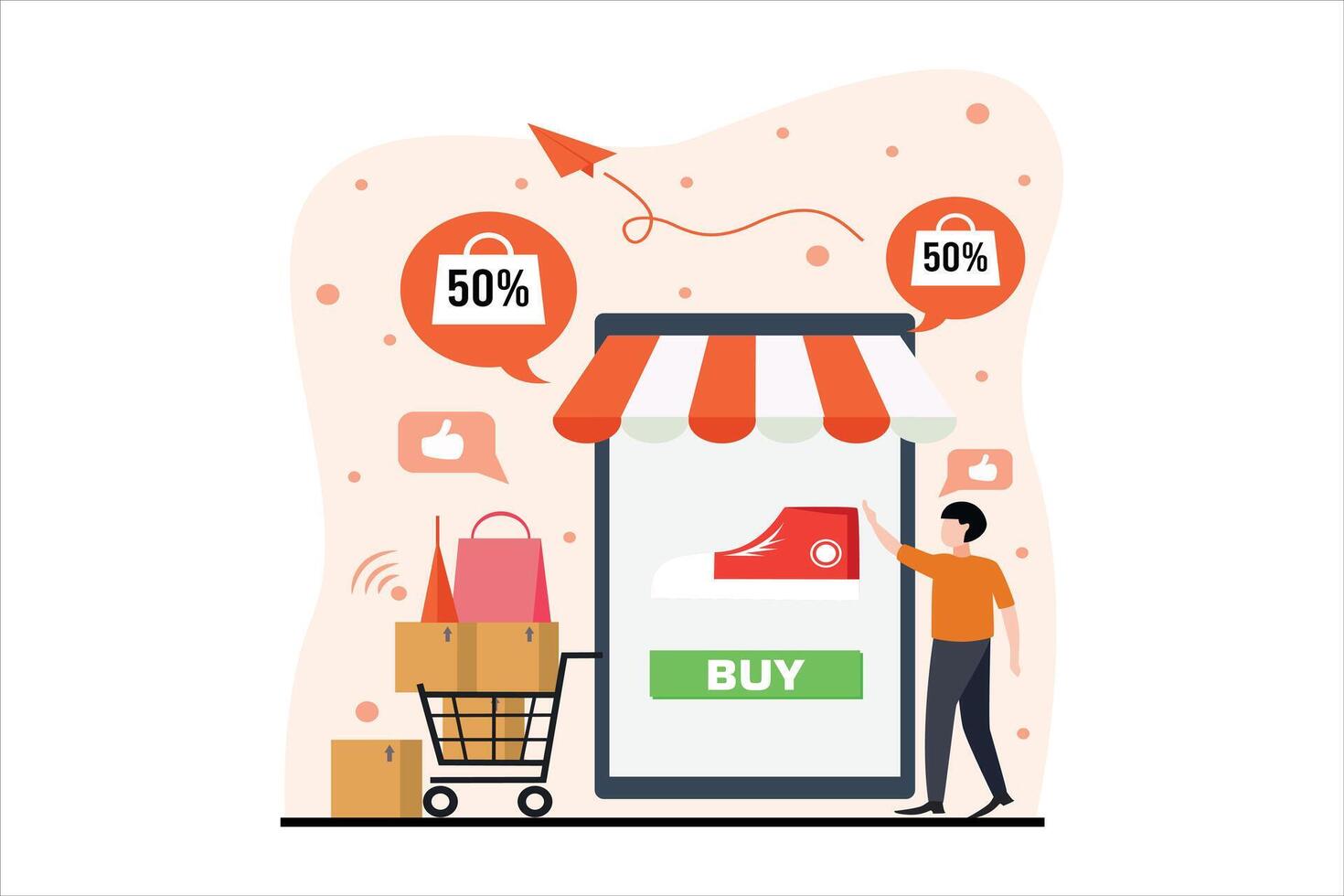 Online Shopping Flat Illustration Design vector
