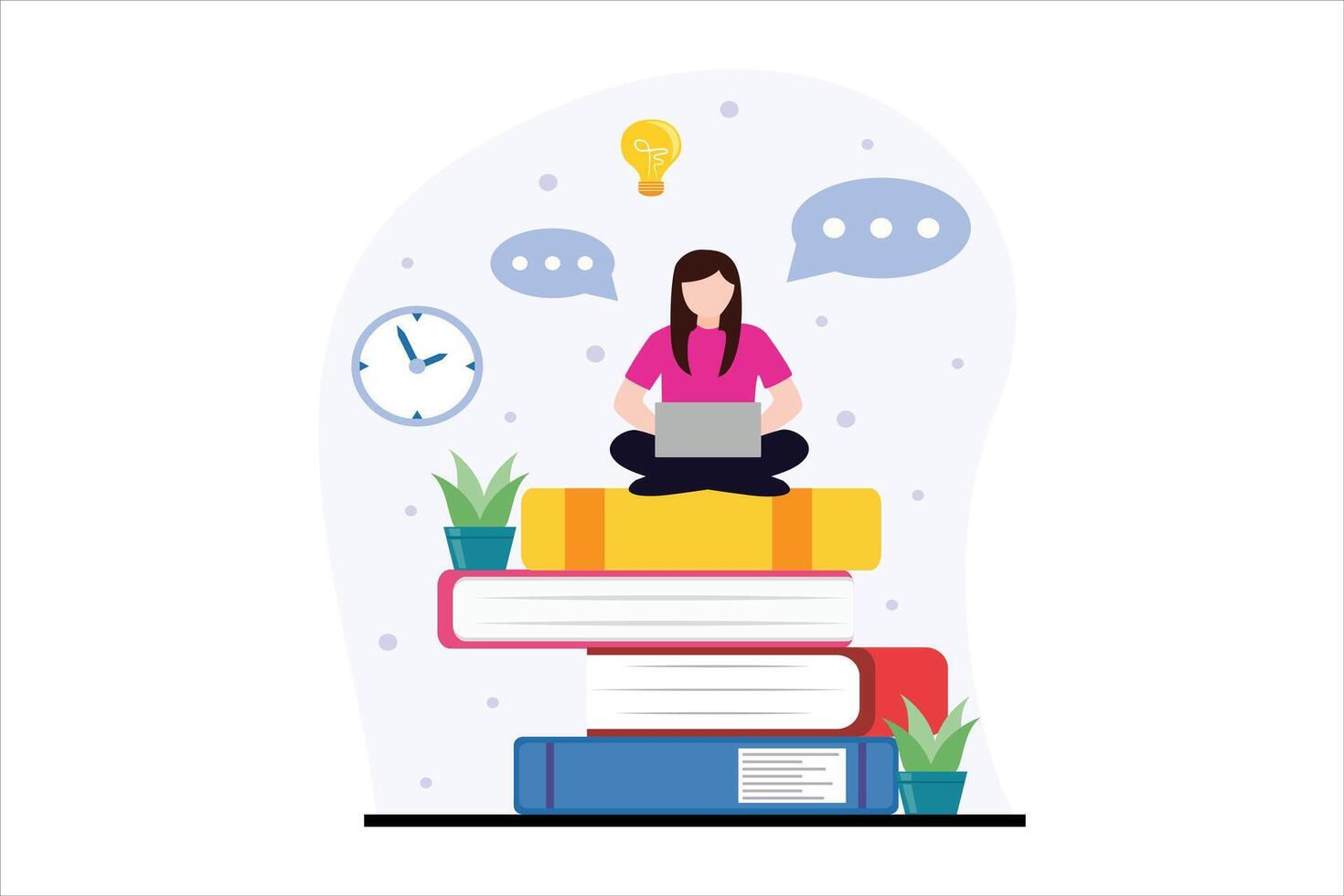 Online Learning Flat Illustration Design vector