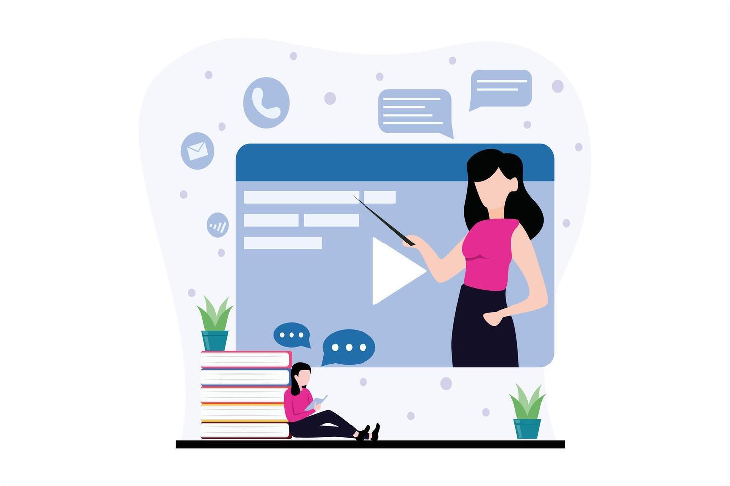 Online Learning Flat Illustration Design vector