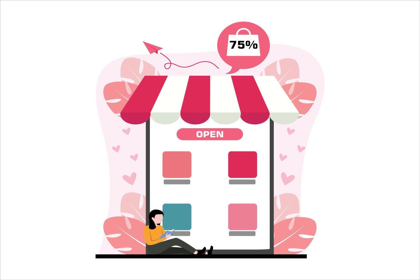Online Shopping Flat Illustration Design vector