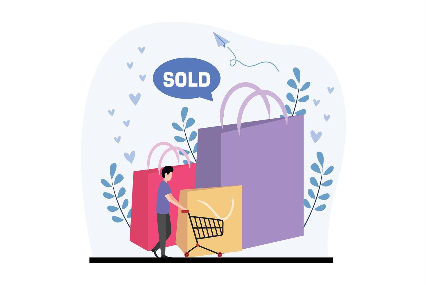 Online Shopping Flat Illustration Design vector