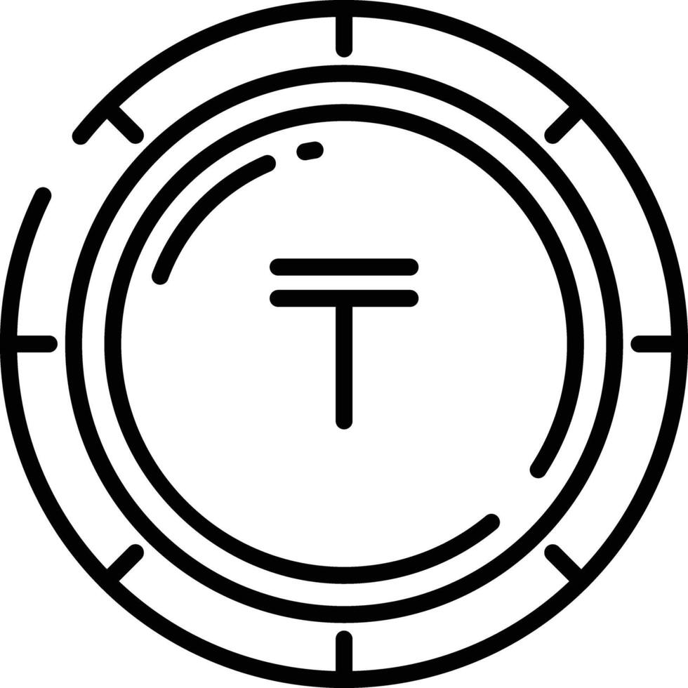 Tenge coin outline illustration vector