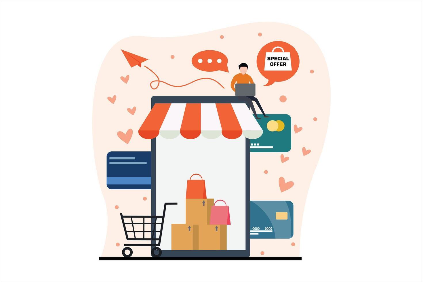 Online Shopping Flat Illustration Design vector