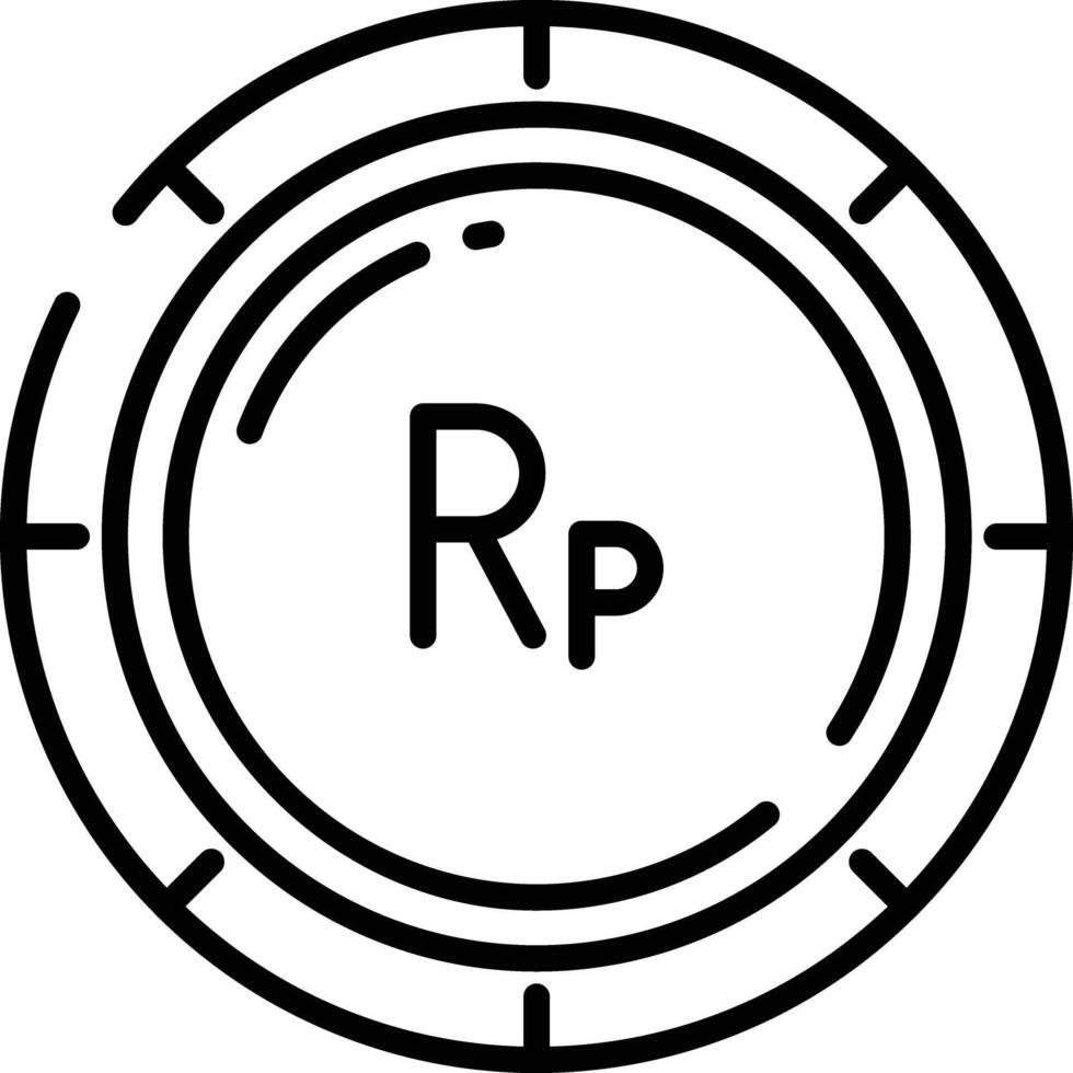 Indonesian Rupiah coin outline illustration vector