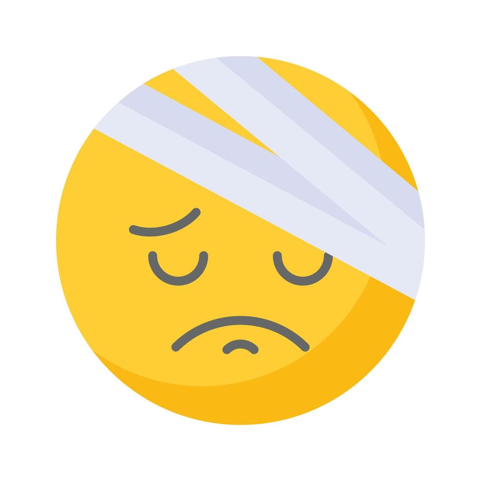 An amazing icon of pain emoji, injured, sad, expressions vector