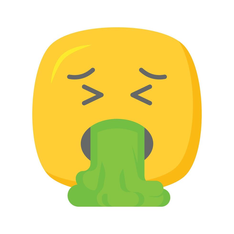 Get your hands on this trendy vomiting emoji icon design vector