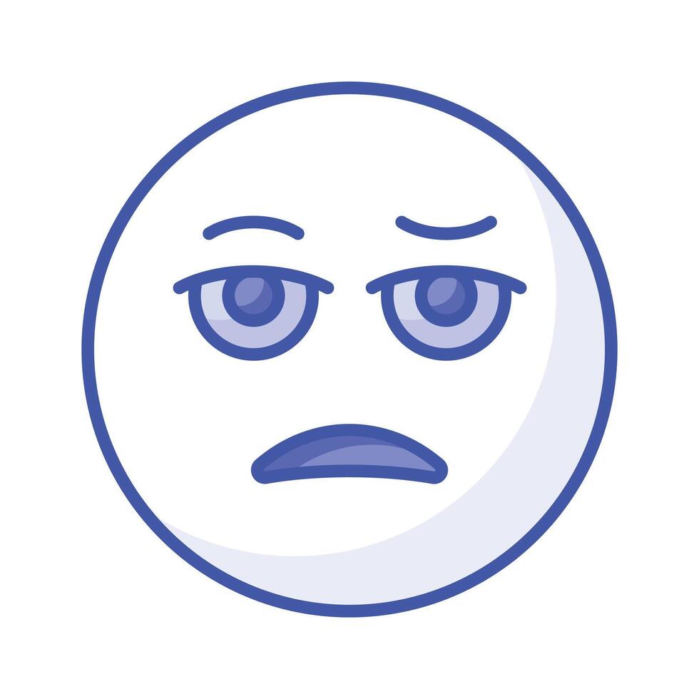 Bored face expression, icon of bored emoji, premium vector