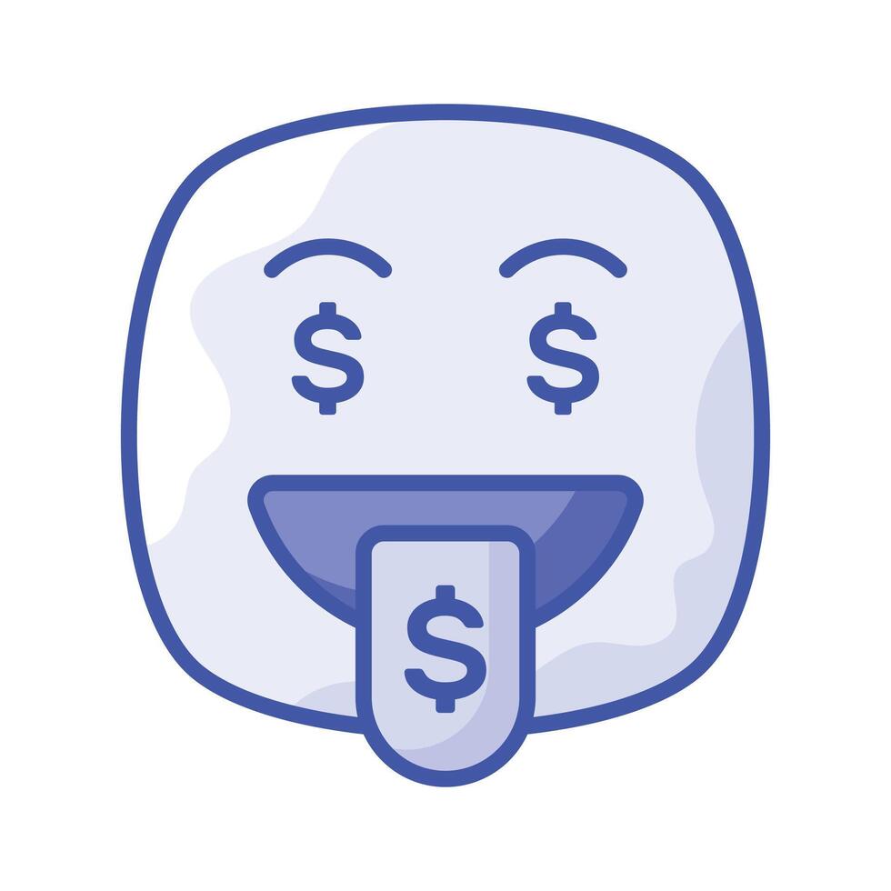 Rich emoji design, greedy expressions, dollar sign on tongue vector