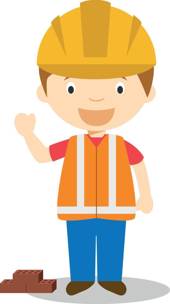 Cute cartoon illustration of a builder vector