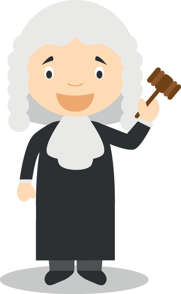 Cute cartoon illustration of a judge vector