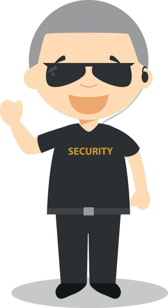 Cute cartoon illustration of a security guard vector