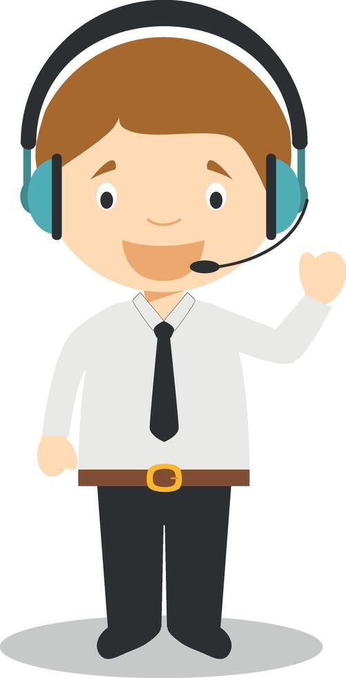 Cute cartoon illustration of a telemarketing phone operator vector