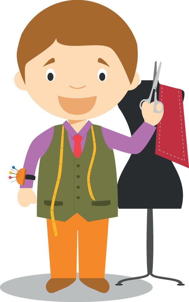 Cute cartoon illustration of a tailor vector