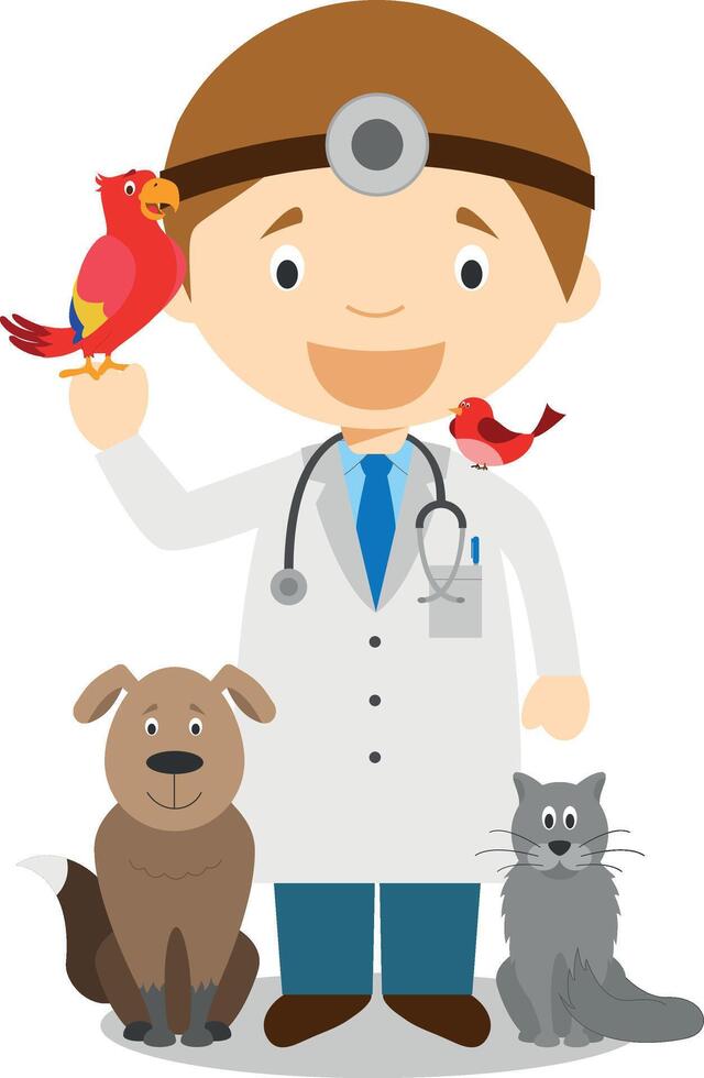 Cute cartoon illustration of a veterinarian vector