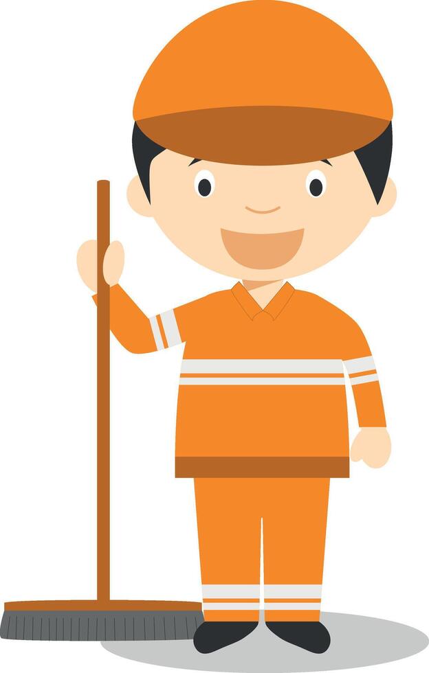 Cute cartoon illustration of a street sweeper vector