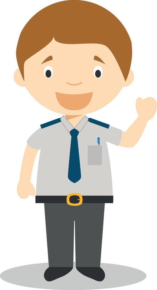 Cute cartoon illustration of a bus driver vector