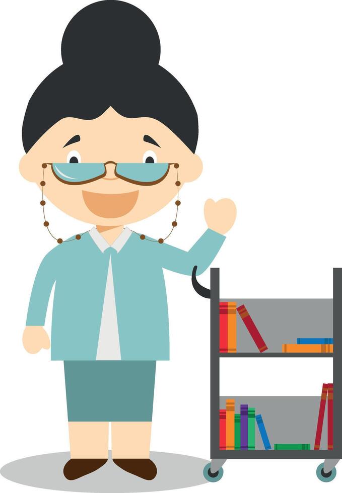 Cute cartoon illustration of a librarian vector