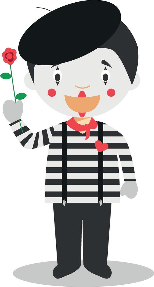 Cute cartoon illustration of a mime vector