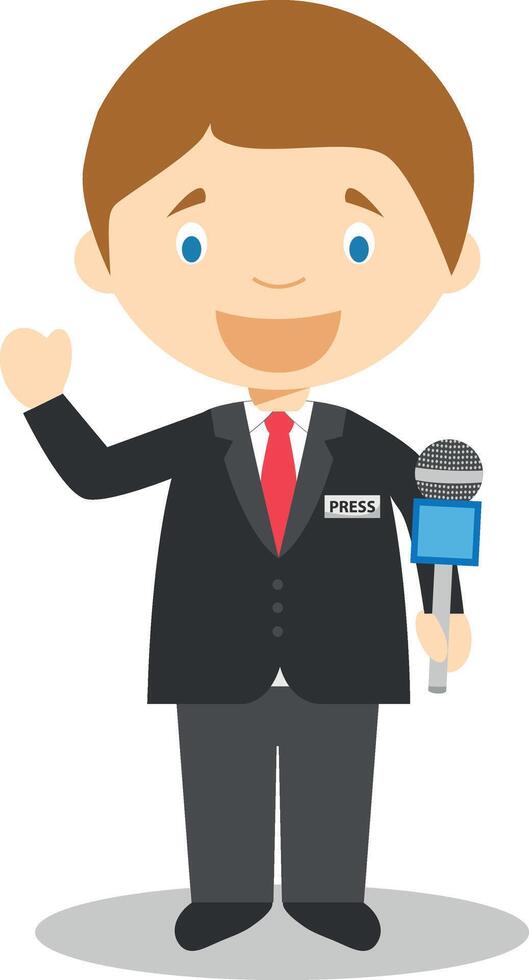 Cute cartoon illustration of a journalist vector