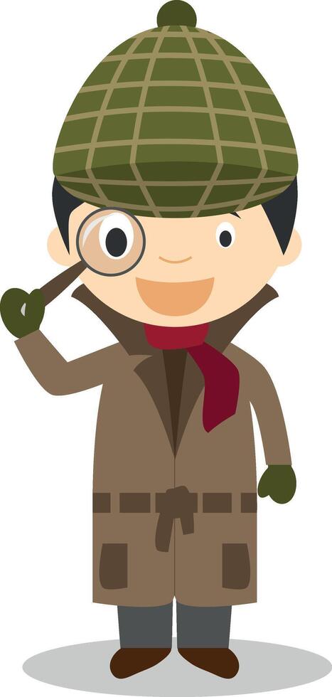 Cute cartoon illustration of a detective vector