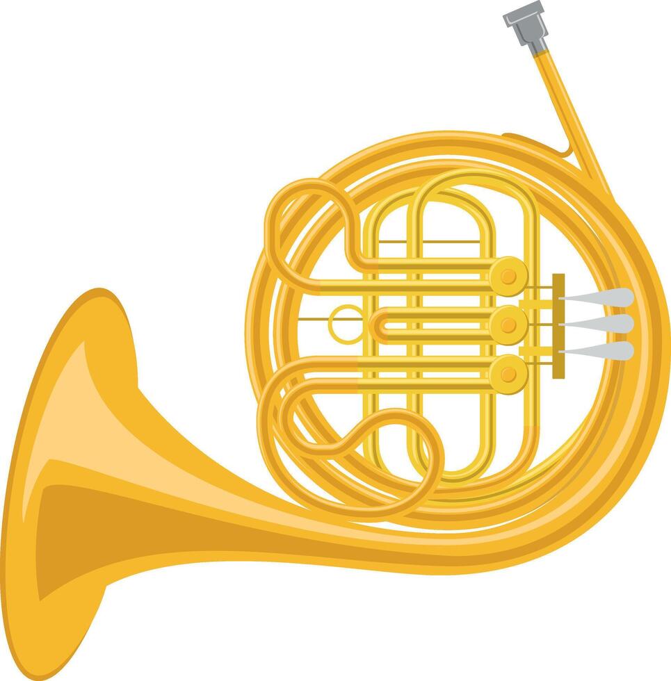 illustration of a french horn in cartoon style isolated on white background vector