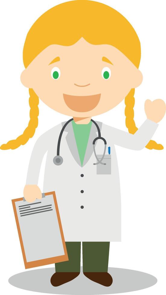 Cute cartoon illustration of a female doctor vector