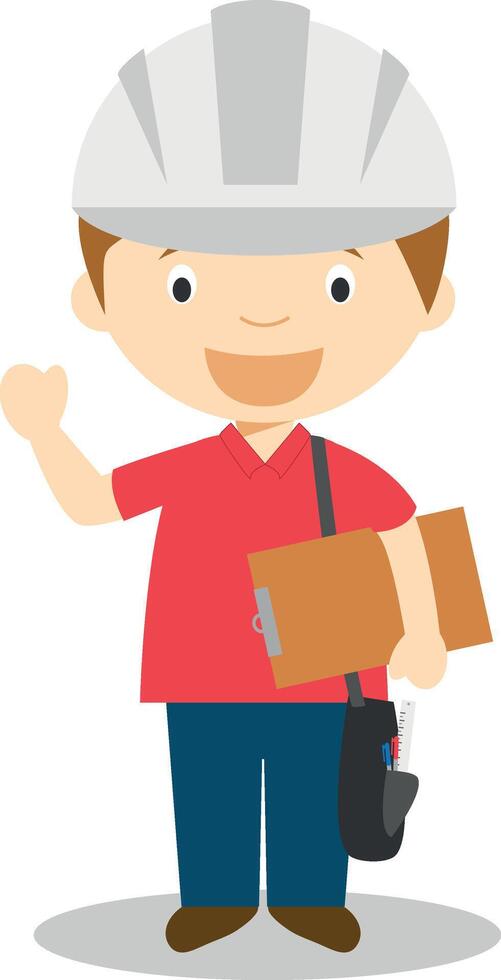 Cute cartoon illustration of an engineer vector