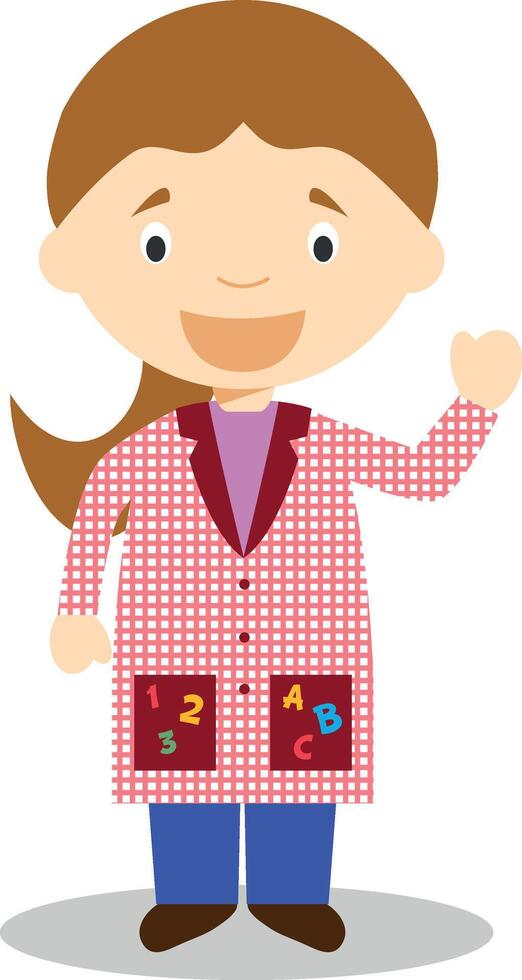 Cute cartoon illustration of a female teacher vector