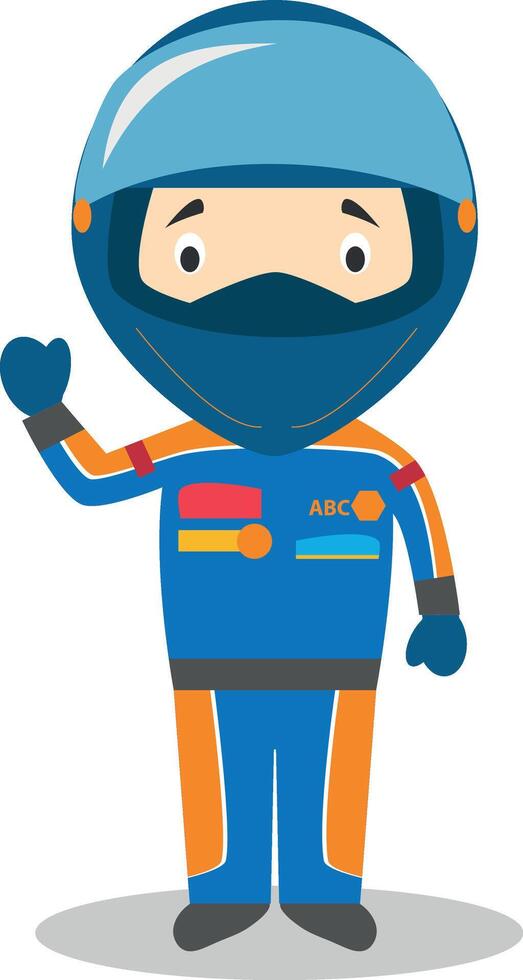 Cute cartoon illustration of a race pilot vector