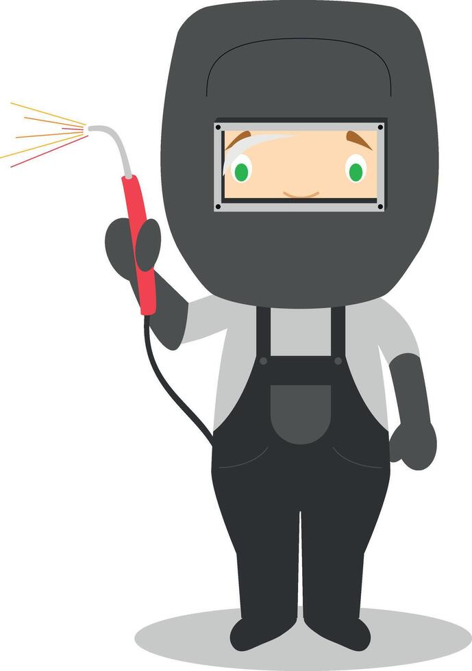 Cute cartoon illustration of a welder vector