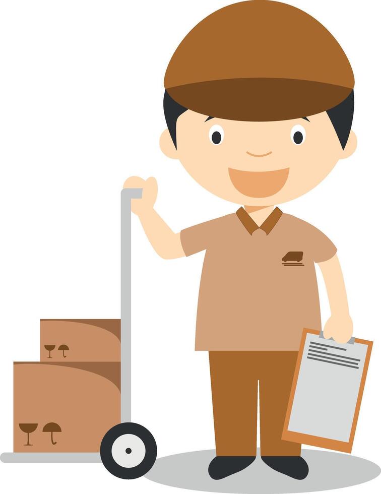 Cute cartoon illustration of a courier or a carrier vector