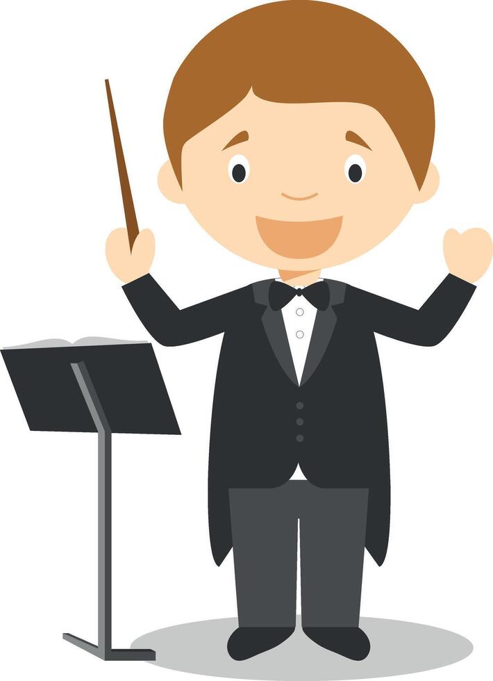 Cute cartoon illustration of a orchestra director vector