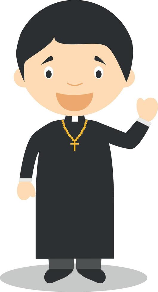 Cute cartoon illustration of a priest vector