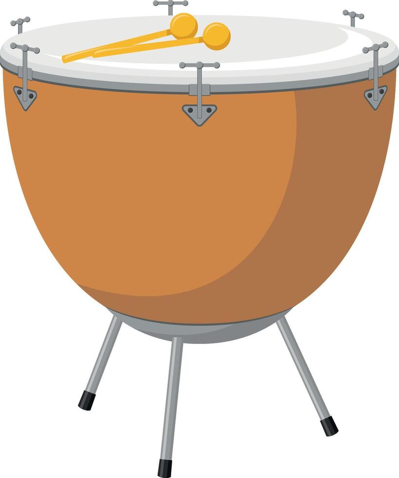 illustration of a kettledrum in cartoon style isolated on white background vector