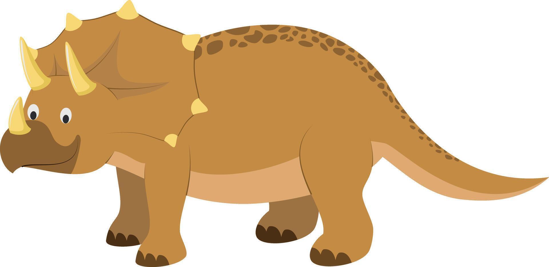 Triceratops illustration in cartoon style for kids. Dinosaurs Collection. vector