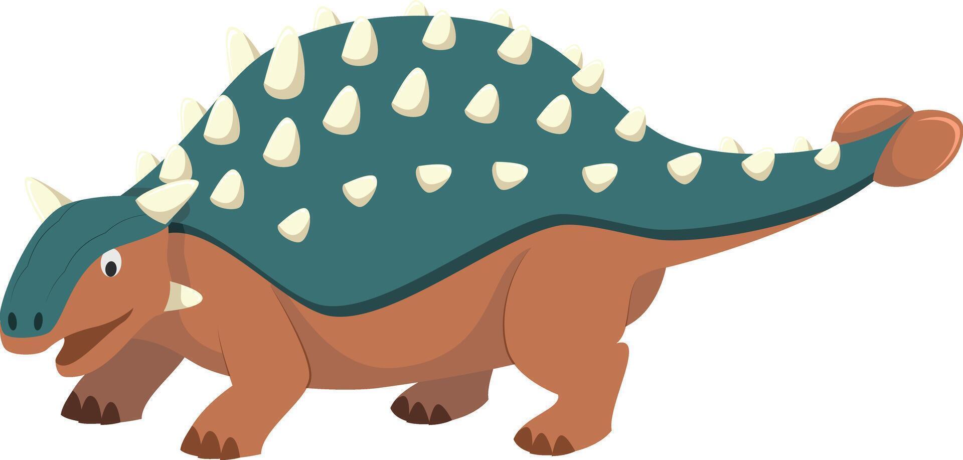 Ankylosaurus illustration in cartoon style for kids. Dinosaurs Collection. vector