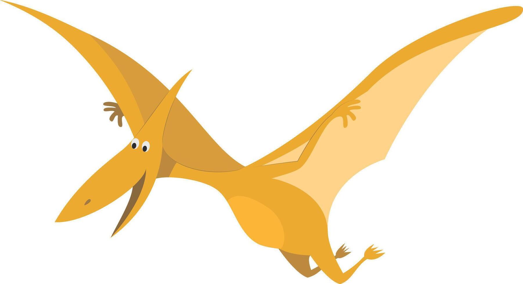 Pterodactyl illustration in cartoon style for kids. Dinosaurs Collection. vector