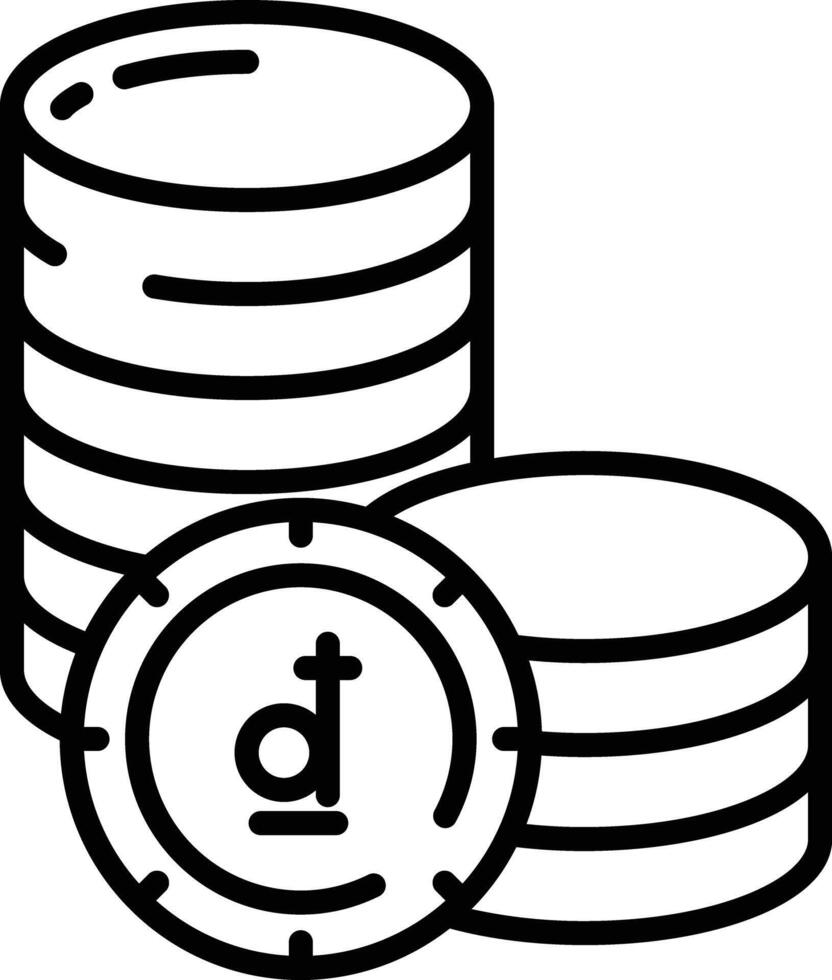 Dong coin outline illustration vector